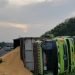 Ditlantas Polda Banten Evakuasi Laka Lantas Tunggal Dump Truck di Tol Merak-Tangerang