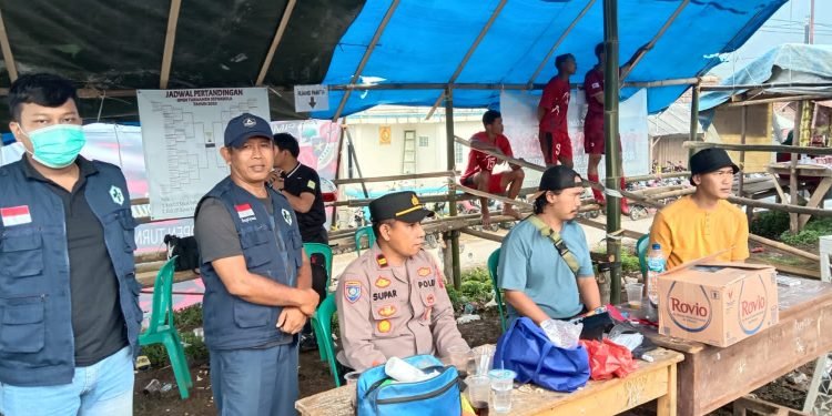 Polsek Lebakgedong Polres Lebak Lakukan Pengamanan Open Turnamen Sepak Bola Peringati HUT RI ke 77.