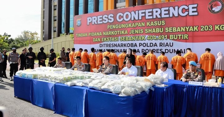Sejarah Baru Polda Riau Ungkap Kasus Narkoba, Amankan 203 KG Sabu dan 404.491 Butir Ekstasi