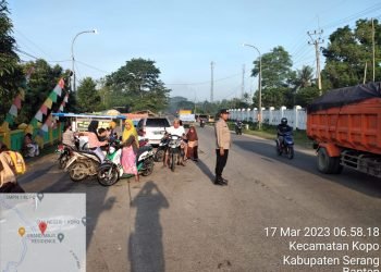 Polsek Kopo Polres Serang melaksanakan kegiatan Strong Point Pagi