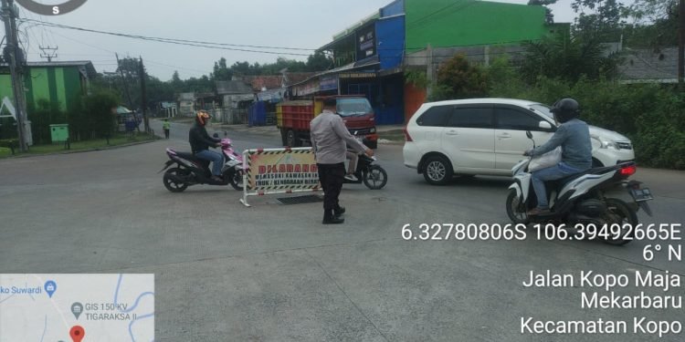 Polsek Kopo Polres Serang  Laksanakan Strong Point Antisipasi Rawan Laka lantas