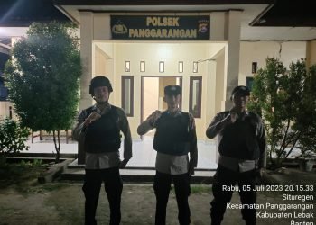 Guna Kewaspadaan Dan Kesiap Siagaan Personil Piket Polsek Panggarangan Polres Lebak Giat Sispam Mako Pada Malam  Hari