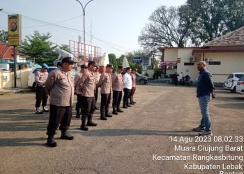 Kanit Reskrim Polsek Rangkasbitung Polres Lebak Pimpin Apel Pagi Dihalaman Mapolsek Rangkasbitung