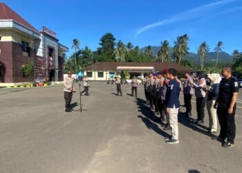 Personil Polres Pandeglang Melakukan Apel Siaga dalam Rangka Operasi Mantap Praja 2024