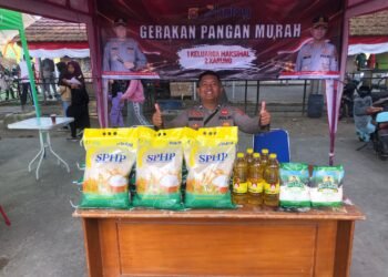 POLSEK KRONJO GELAR GERAKAN PANGAN MURAH, MASYARAKAT MEKAR BARU ANTUSIAS