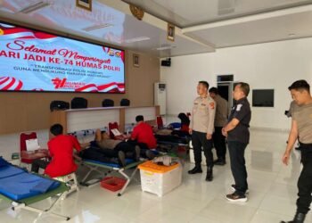 HUT Humas Polri ke-74, Si Humas Polres Lebak dan PMI Lebak Gelar Donor Darah