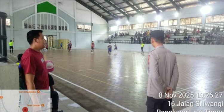 Polsek Rangkasbitung Polres Lebak Giat Pam, Turnamen Futsal IPNU Cup Vol.2 Tahun 2025 Antar Pelajar